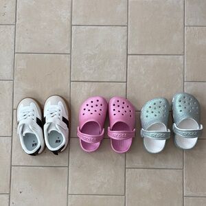 CROCS & H&M Sneakers — Toddler Pink, White, Silver Glitter Shoe Bundle